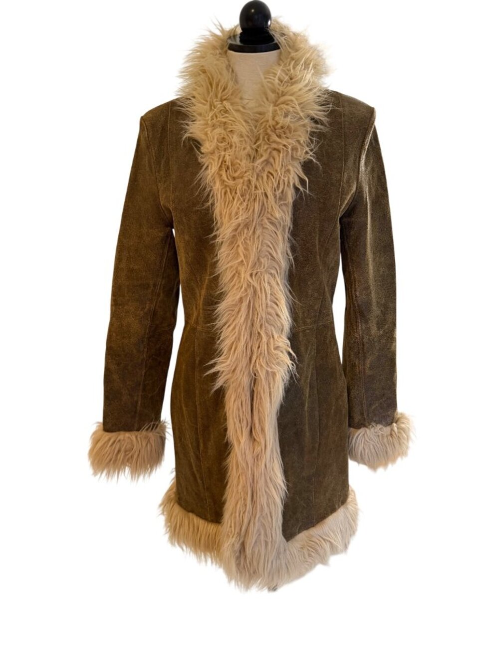 Wilsons Leather Maxima Penny Lane Coat Leather Faux Fur Womens Size Medium Y2K
